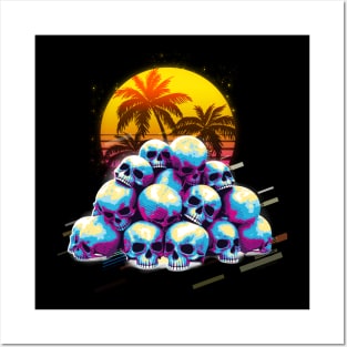 Skull retro80s Posters and Art